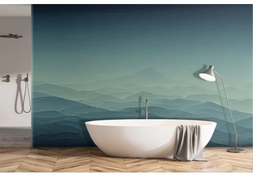 Carta da parati mare onde sfumature nero blu