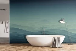 Wallpaper sea waves shades black blue