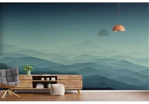 Wallpaper sea waves shades black blue 2