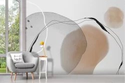 Adhesive Wallpaper with stylized canvas effect gray circles