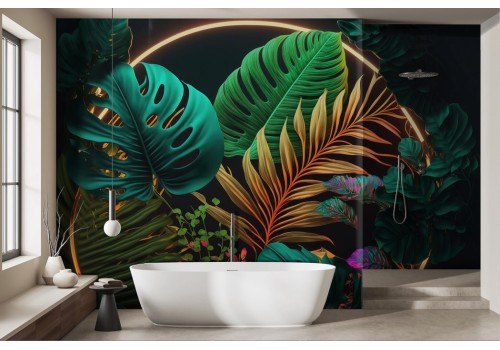 Colorful tropical leaves led wallpaper