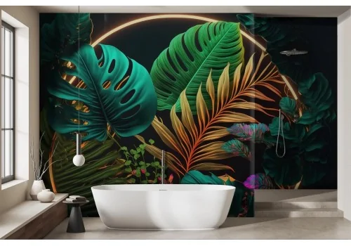 Colorful tropical leaves wallpaper led -a481