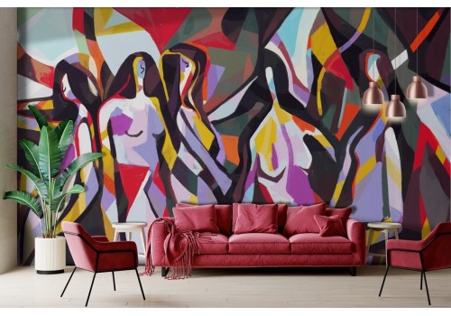Artistic art-design colorful women wallpaper