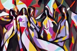 Carte da Parati artistica donne colorata