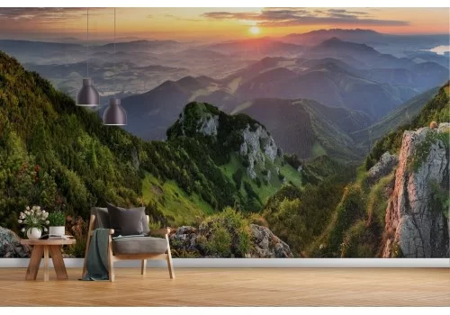 Mountain panorama sunset wallpaper