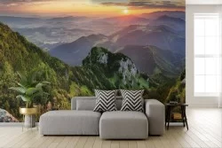 Adhesive Wallpaper Mountain Sunset Panorama