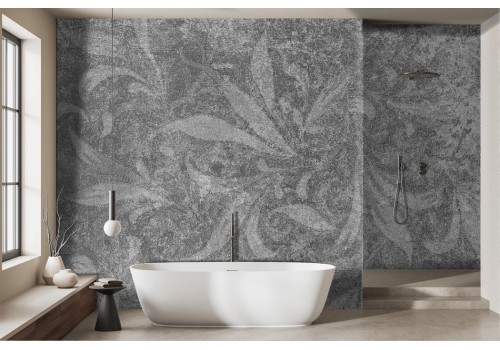 Vintage gray leaves wallpaper