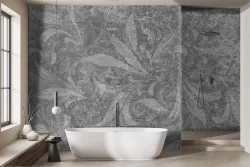 Vintage gray leaves wallpaper