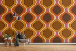 Brown orange vintage geometric wallpaper