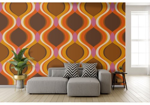 Brown orange vintage geometric wallpaper 2