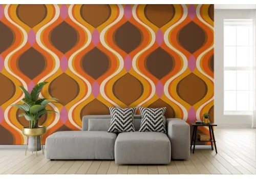 Brown orange vintage geometric wallpaper 2