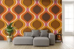 Adhesive Wallpaper Geometric Vintage Brown Orange