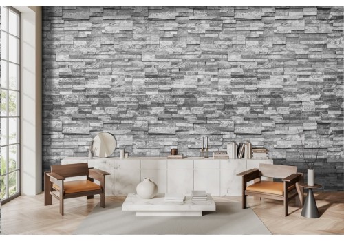 Grey tile effect wallpaper