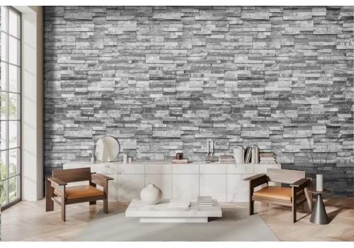 Grey tile effect wallpaper