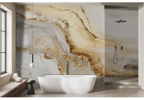 Liquid Gold Marble Wallpaper -a489