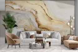 Liquid Gold Marble Adhesive Wallpaper