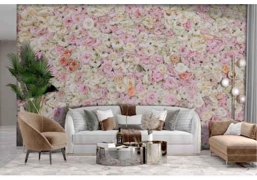 Carta da parati floreale rose rosa e bianche 2