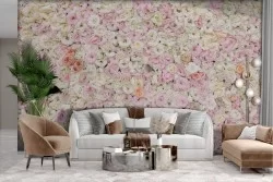 Carta da Parati Adesiva floreale rose rosa e bianche