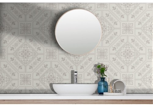 White geometric damask wallpaper 2
