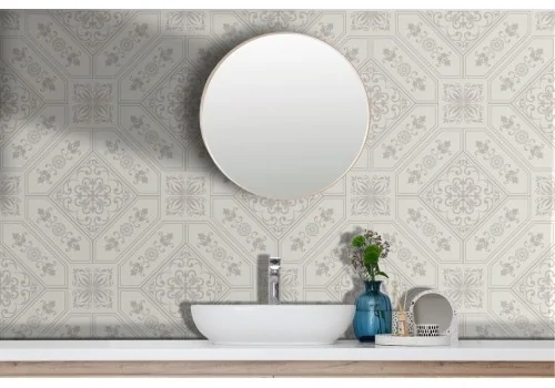 White geometric damask wallpaper 2