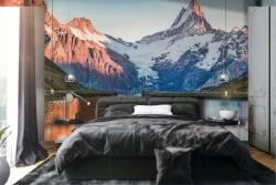 Carta da Parati paesaggio montagne con lago