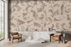 Vintage damask wallpaper with leaves