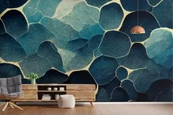 Abstract Blue Designs Adhesive Wallpaper