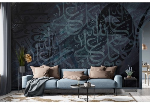 Carta da parati astratta graffiti ombre nera e blu