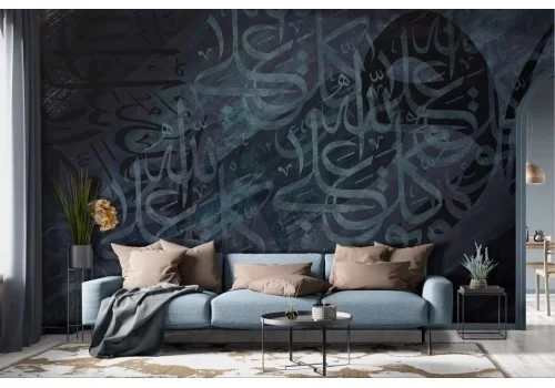 Carta da parati astratta graffiti ombre nera e blu