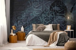 Adhesive Wallpaper Abstract Graffiti in Black and Blue Shadows