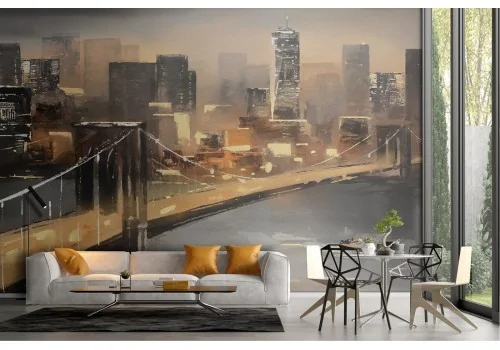 Carta da Parati città New York paesaggio ponte e grattacieli