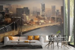 Carta da Parati città New York paesaggio ponte e grattacieli