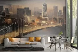 Carta da Parati città New York paesaggio ponte e grattacieli