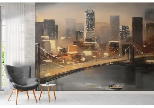 Carta da Parati città New York paesaggio ponte e grattacieli 2