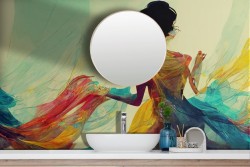 Artistic Adhesive Wallpaper colorful woman