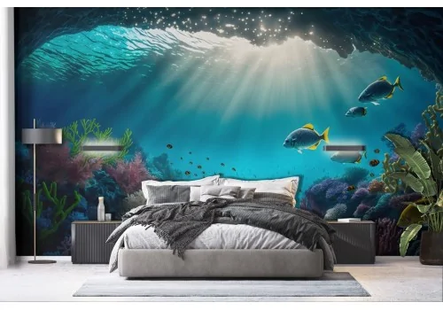 Seabed Wallpaper with Fish and Corals -a507