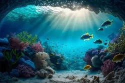 Wallpaper with fish and corals