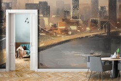 Carta da Parati Dipinti e Acquerelli Città Moderna