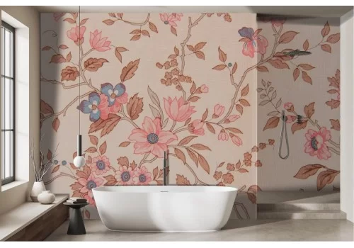 Carta da parati vintage fiori rosa