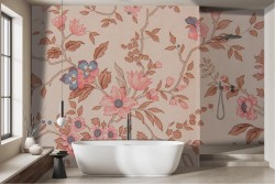 Carta da parati vintage fiori rosa