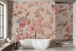 Vintage pink flowers wallpaper