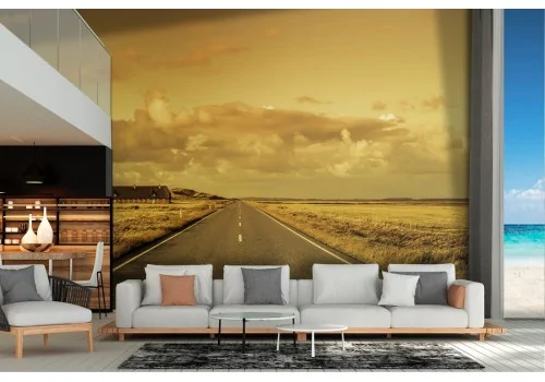 Wallpaper landscape meadow with road