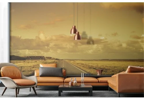 Carta da Parati paesaggio prato con strada 2