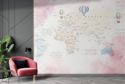 Carta da Parati mappamondo rosa