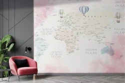 Pink world map wallpaper