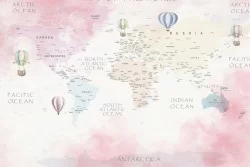Carte da Parati mappamondo rosa