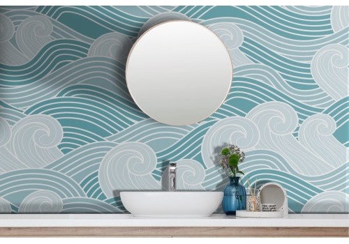 Stylized blue wave wallpaper 2