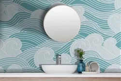Adhesive Wallpaper stylized blue wave