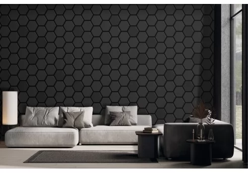 Total black honeycomb effect wallpaper