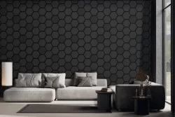 Total black honeycomb effect wallpaper